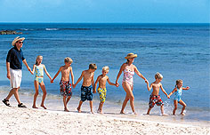 Family Walking Along Beach